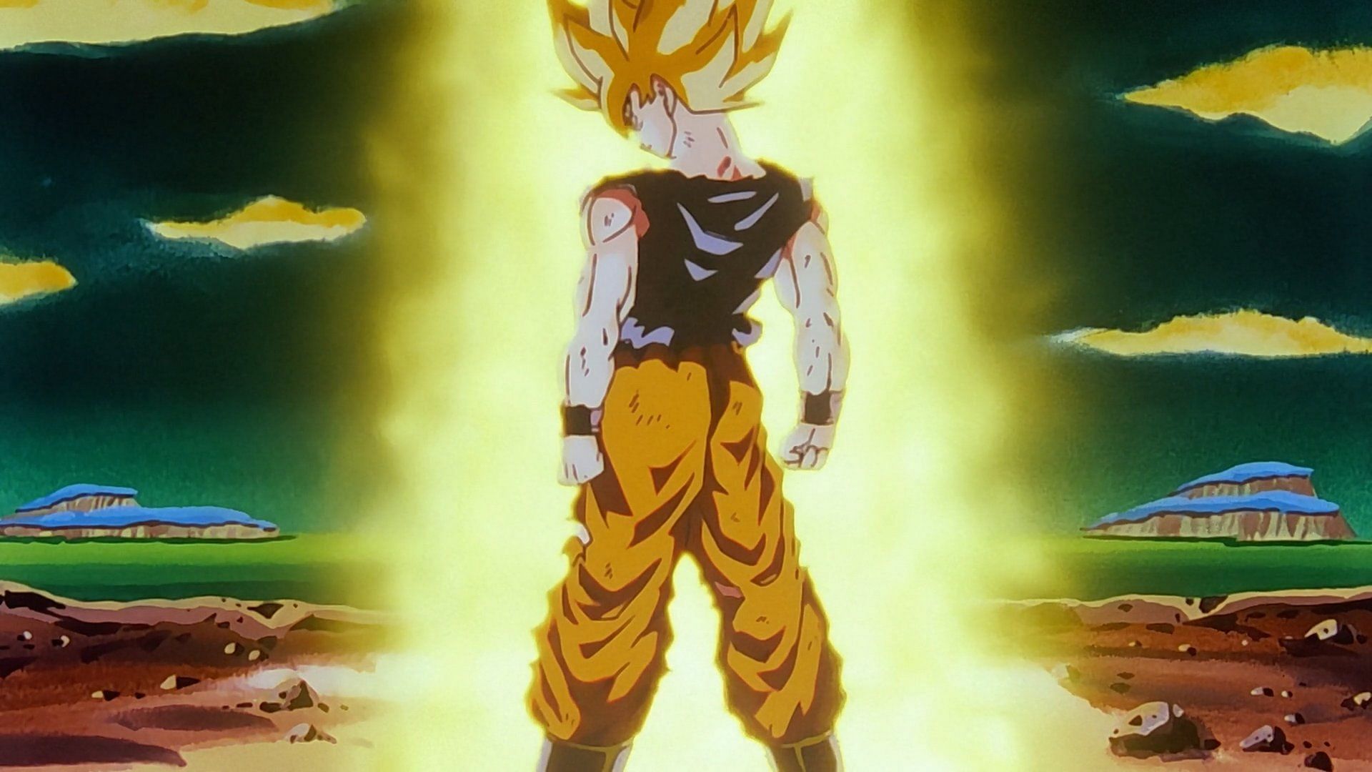 Goku&#039;s first Super Saiyan anime transformation (Image via Toei Animation)