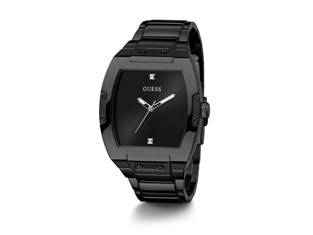 GUESS Men&#039;s Black Analog Watch (Image via Guess website)