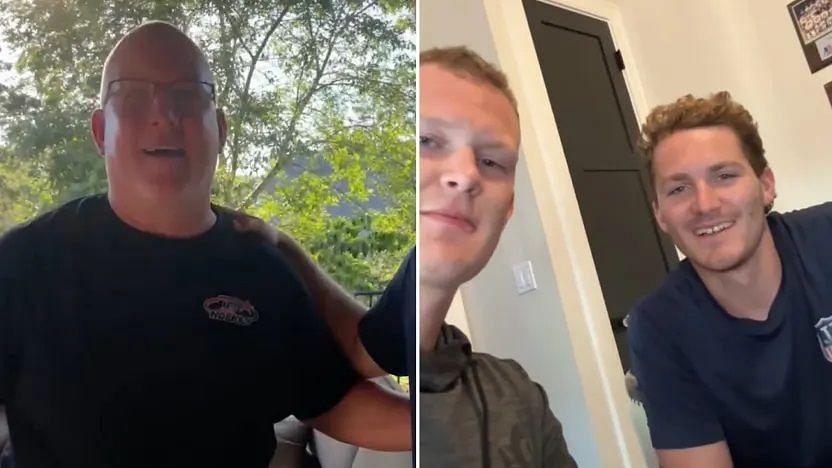 Brady and Matthew Tkachuk surprise their dad Keith with Hall of Fame news( Image via NHL.com)