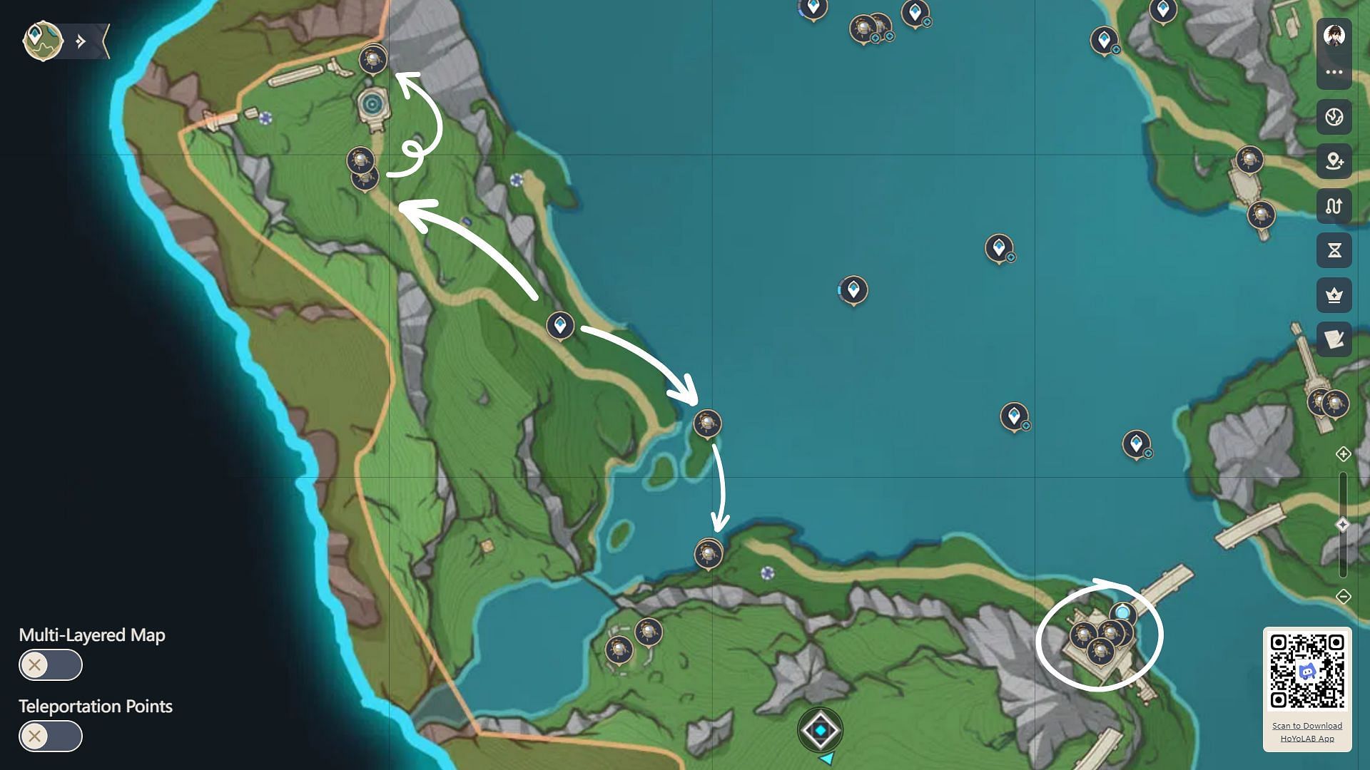 Cover these spawn locations in the Liffey region (Image via HoYoverse)