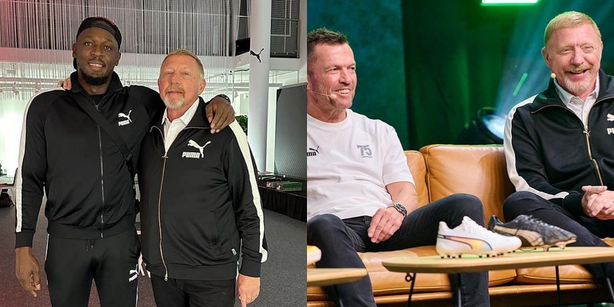 becker, usain bolt and Lothar Matth&auml;us at addidas 75th