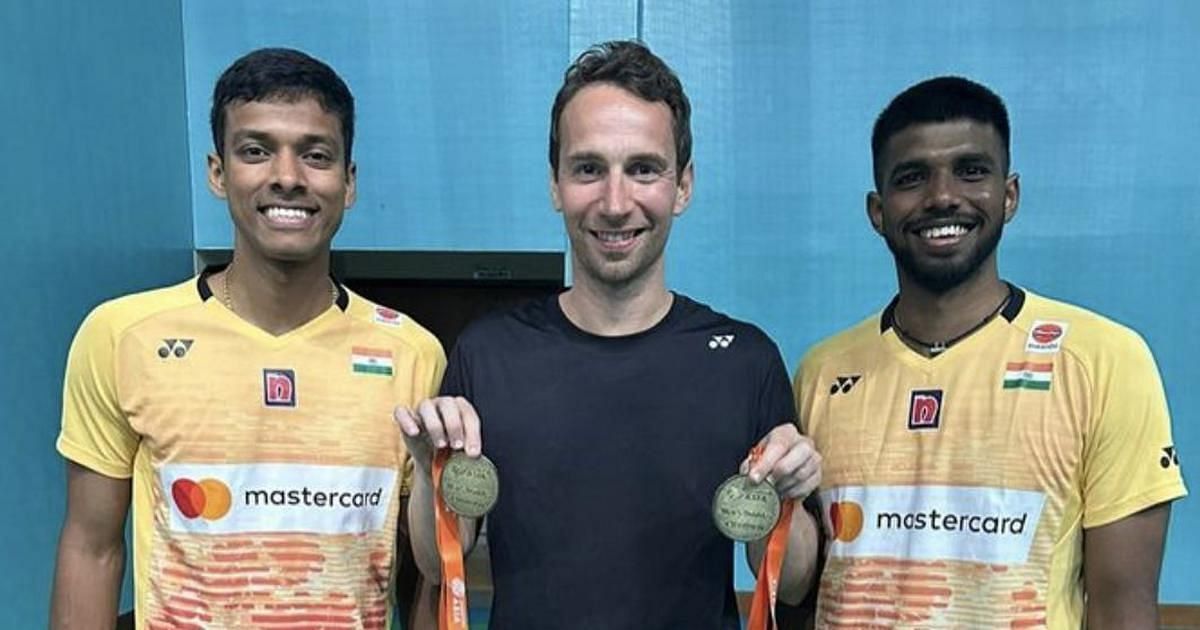 (L to R) Chirag Shetty, Mathias Boe, and Satwiksairaj Rankireddy 