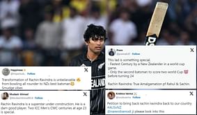 "True amalgamation of Rahul and Sachin" - Twitter hails Rachin Ravindra for breathtaking century in AUS vs NZ 2023 World Cup clash