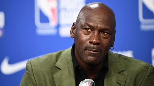 MJ during a press conference