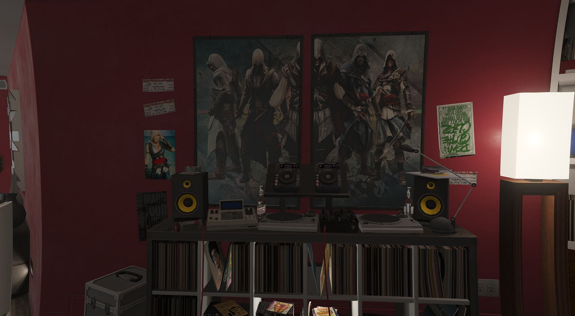 Assassin&#039;s Creed posters in Franklin&#039;s residence (Image via gta5-mods.com)