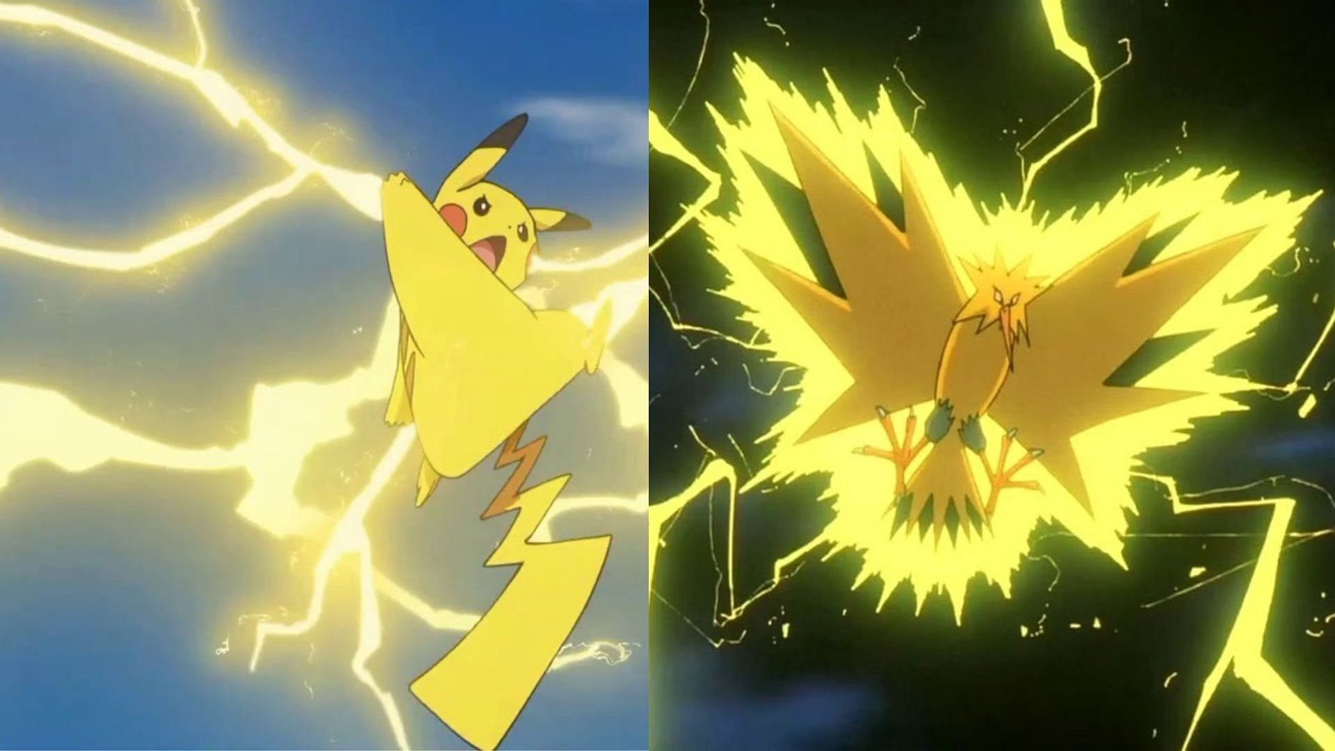 Pikachu and Zapdos as seen in the anime (Image via TPC)