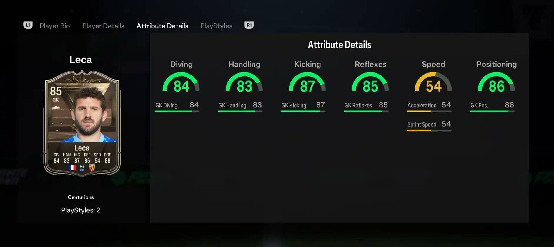 Stats of the new Centurions card (Image via EA Sports)