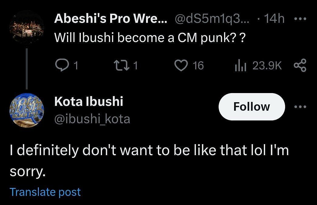 Kota Ibushi&#039;s tweet translated