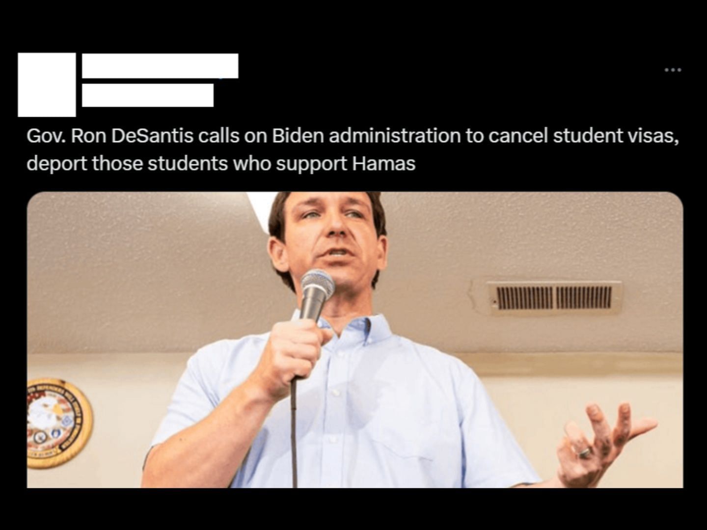 Ron DeSantis vows to cancel visas of foreign nationals and students supporting Hamas. (Image via X/@FLVoiceNews)