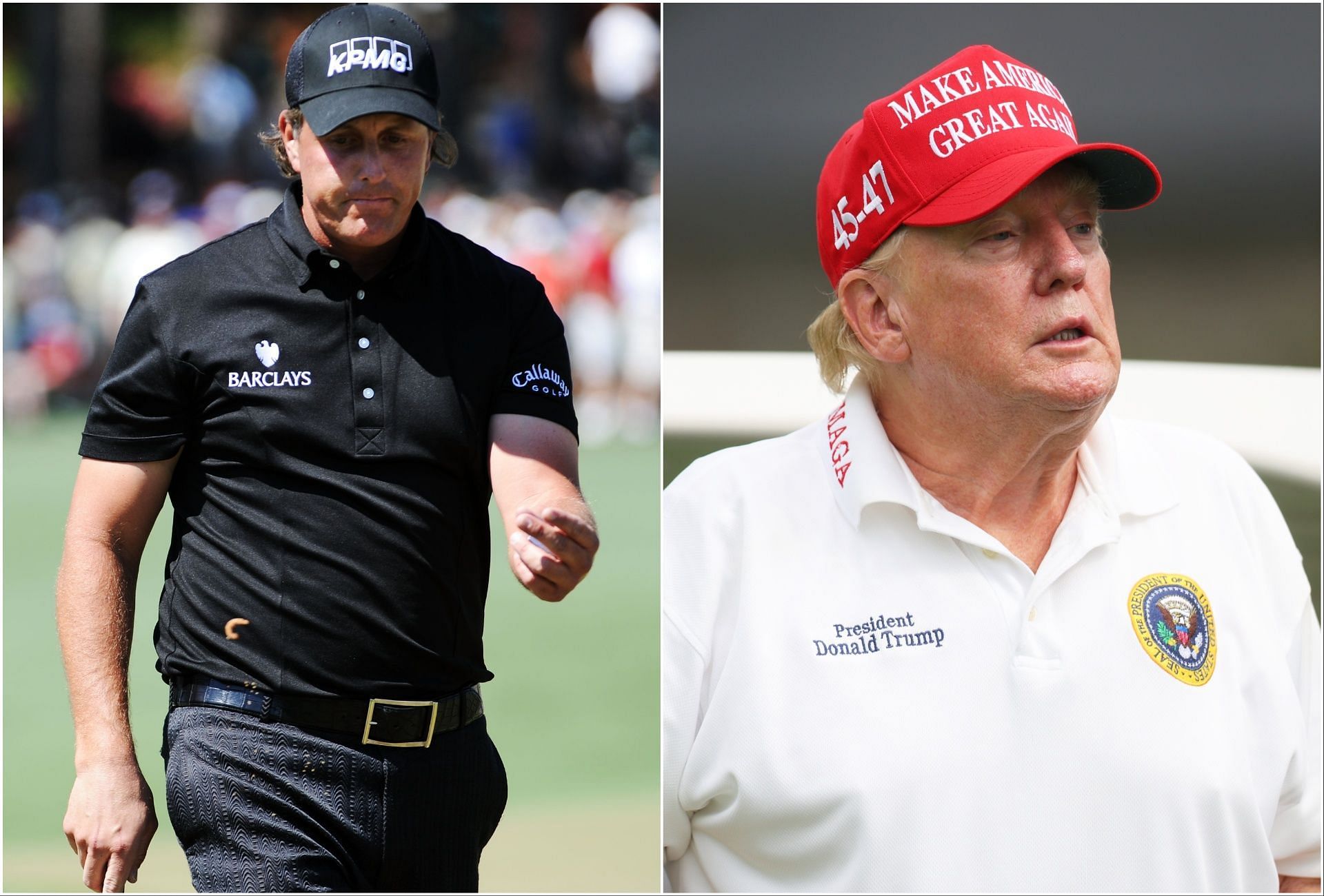Phil Mickelson and Donald Trump (via Getty Images)