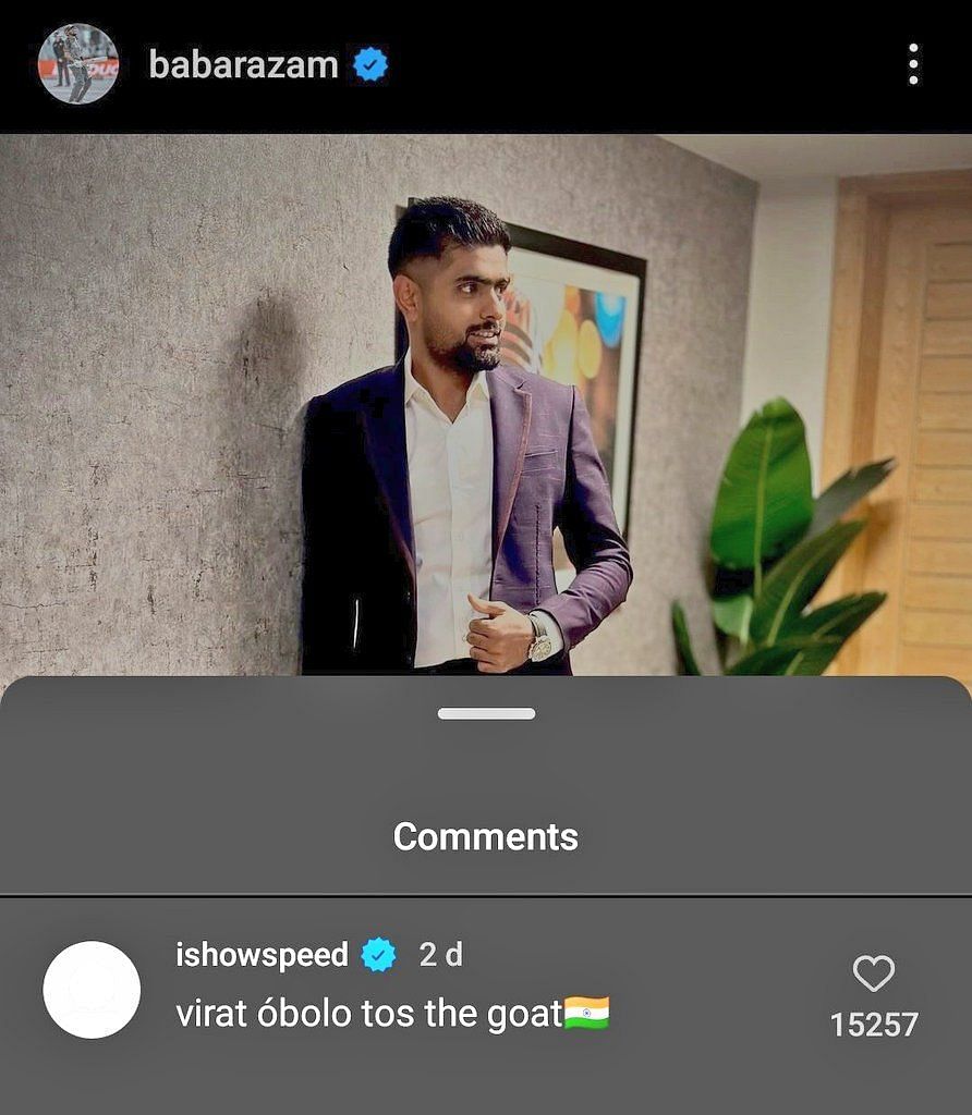 YouTube streamer&#039;s response to Babar Azam&#039;s Instagram post. (Image via Sportskeeda)