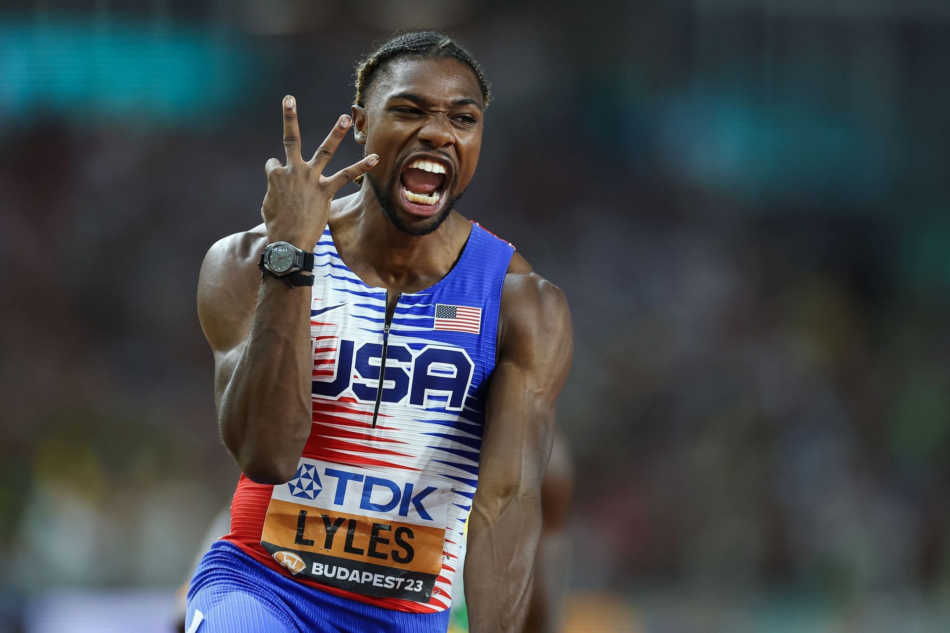 Noah Lyles at the World Athletics Championships. (PC: Getty Images)