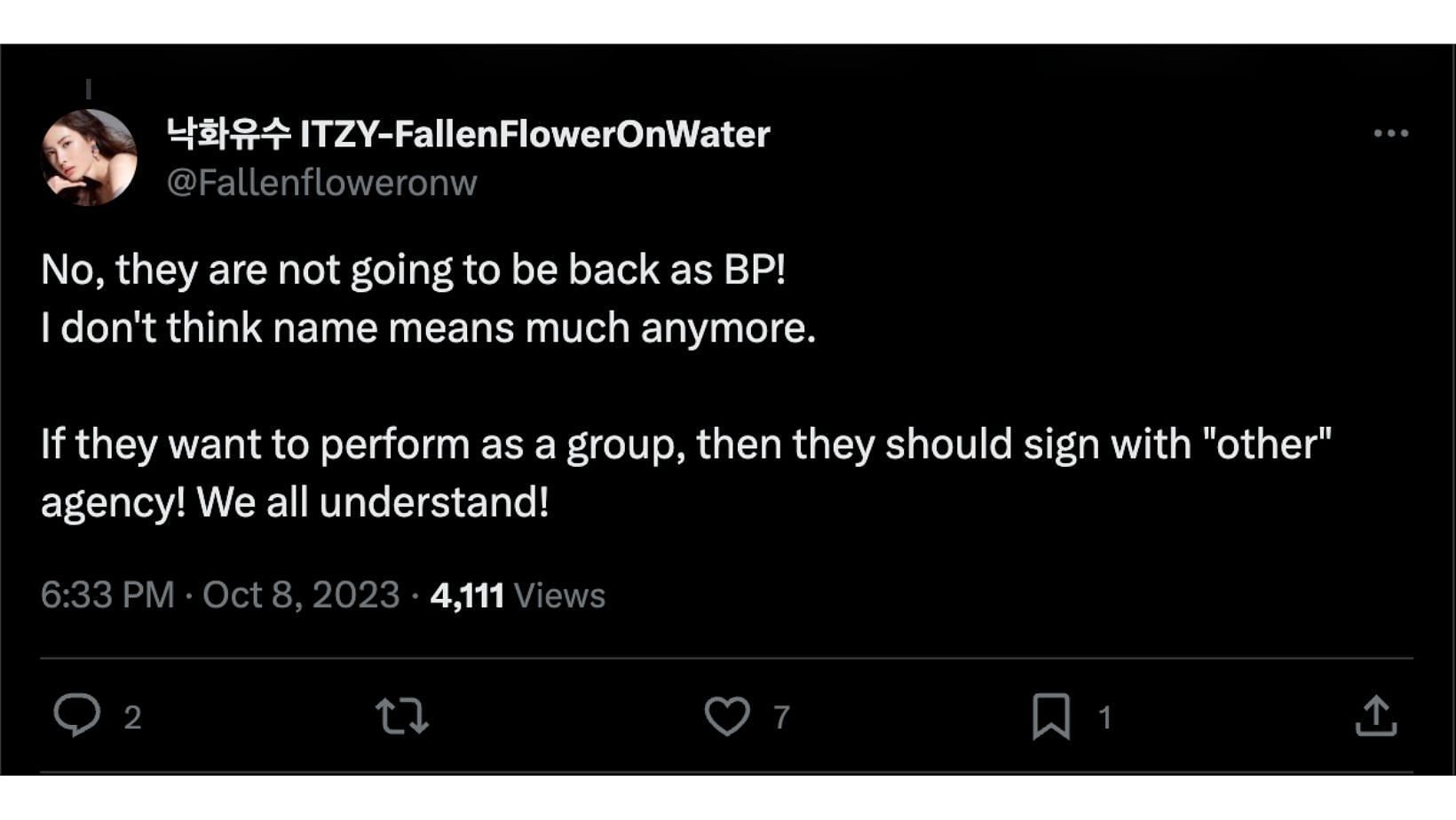 Fans react to BLACKPINK contract renewal status. (Image via Twitter/@Fallenfloweronw)