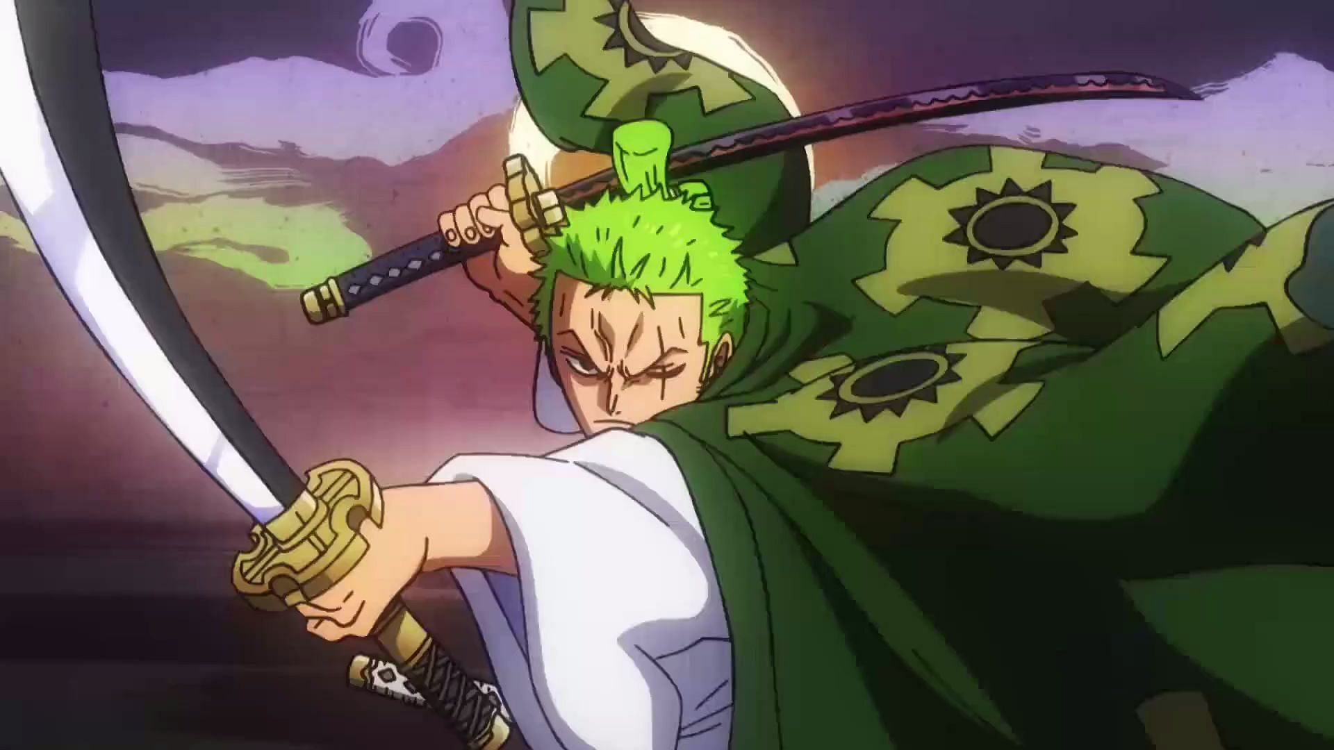 Zoro using Ryuma&#039;s sword, the Black Blade Shusui (Image via Toei Animation, One Piece)