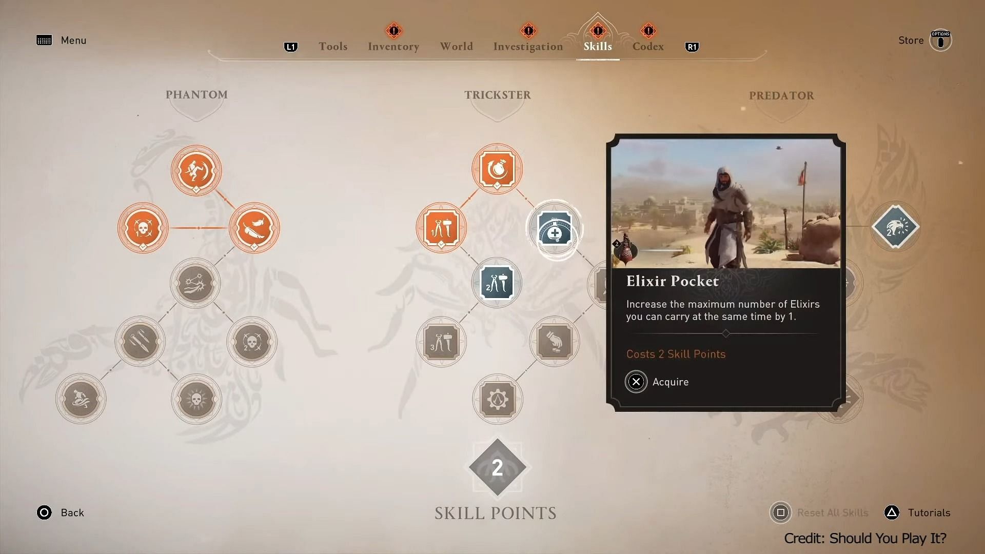 Elixir Pocket skill in Mirage (Image via Ubisoft)