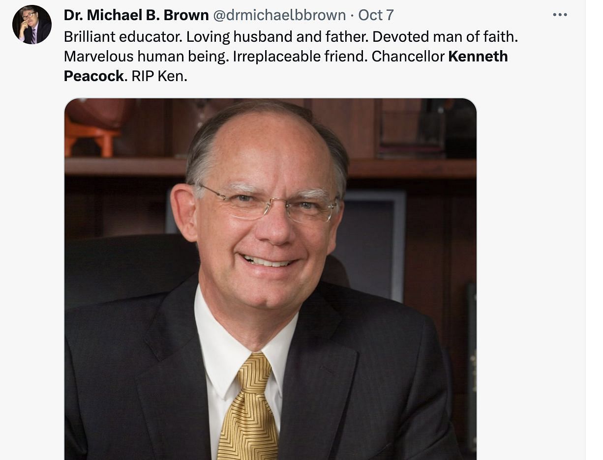 Social media users mourn the loss of Dr. Peacock, as the Former Appalachian State chancellor passes away untimely. (Image via Twitter)