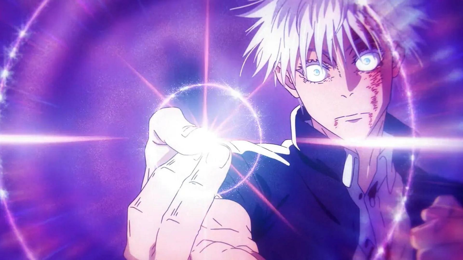 Satoru Gojo using his Hollow Purple in Jujutsu Kaisen (Image via MAPPA)