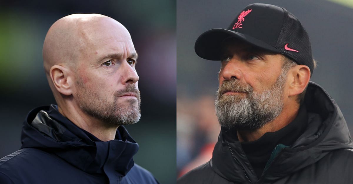 Manchester United manager Erik ten Hag (left) and Liverpool boss Jurgen Klopp