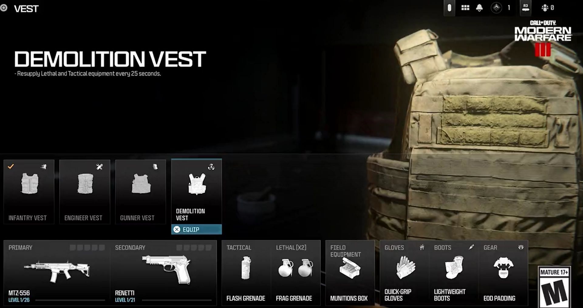 Demolition Vest in Modern Warfare 3 (Image via Activision)