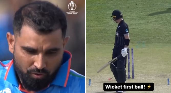 [Watch] Mohammed Shami takes first-ball wicket on his comeback in IND vs NZ 2023 World Cup match