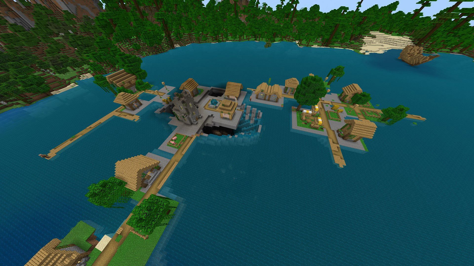 The middle crater takes you all the way to the lowest region of Minecraft (Image via Mojang)