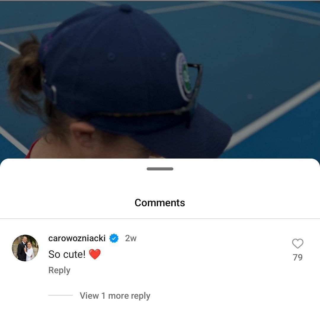 Caroline Wozniacki commented on Ashleigh Barty&#039;s post