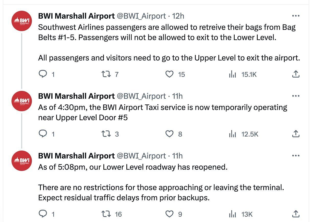 Officials arrested one after a phone call reporting a bomb outside the airport panicked the staff and passengers. (Image via Twitter)