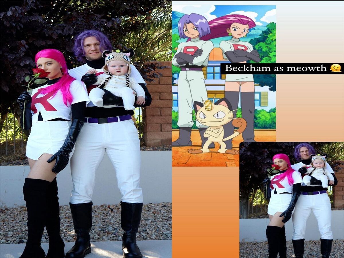  William Karlsson poses with wife and daughter for Pokemon themed Halloween outfits