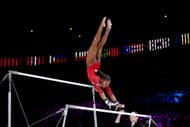 Shilese Jones competes during the Women's Uneven Bars Final at the 2023 Artistic Gymnastics World Championships at Antwerp Sportpaleis in Antwerp, Belgium.
