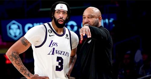 LA Lakers star big man Anthony Davis and Lakers coach Darvin Ham