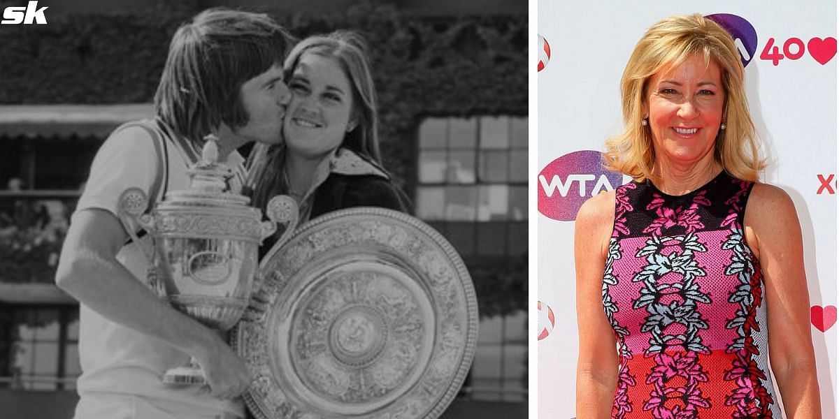 Chris Evert and Jimmy Connors with their 1974 Wimbledon trophy (L - Image taken from Getty)