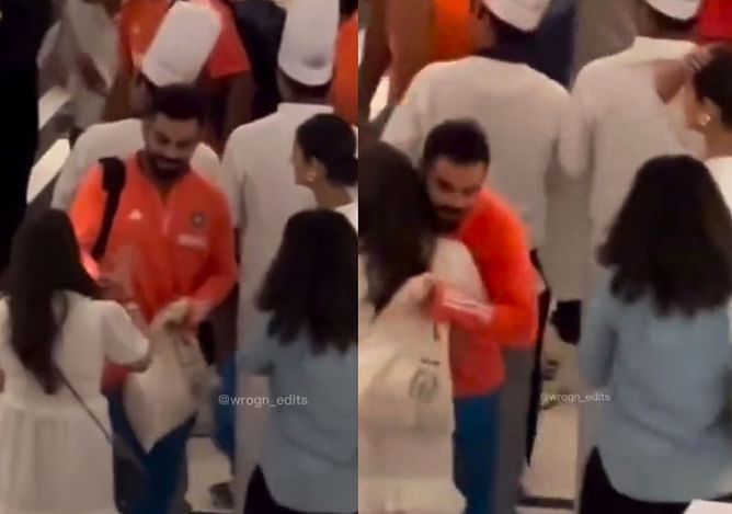 [Watch] Virat Kohli shares a warm hug with Rohit Sharma's wife Ritika Sajdeh after India's thumping win over Pakistan in 2023 World Cup
