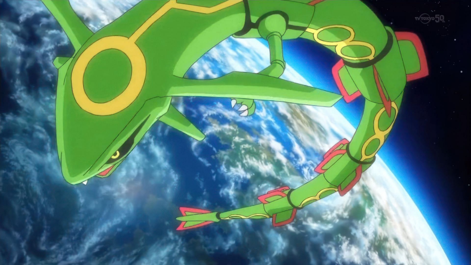 Rayquaza, as seen in the anime (Image via The Pokemon Company)