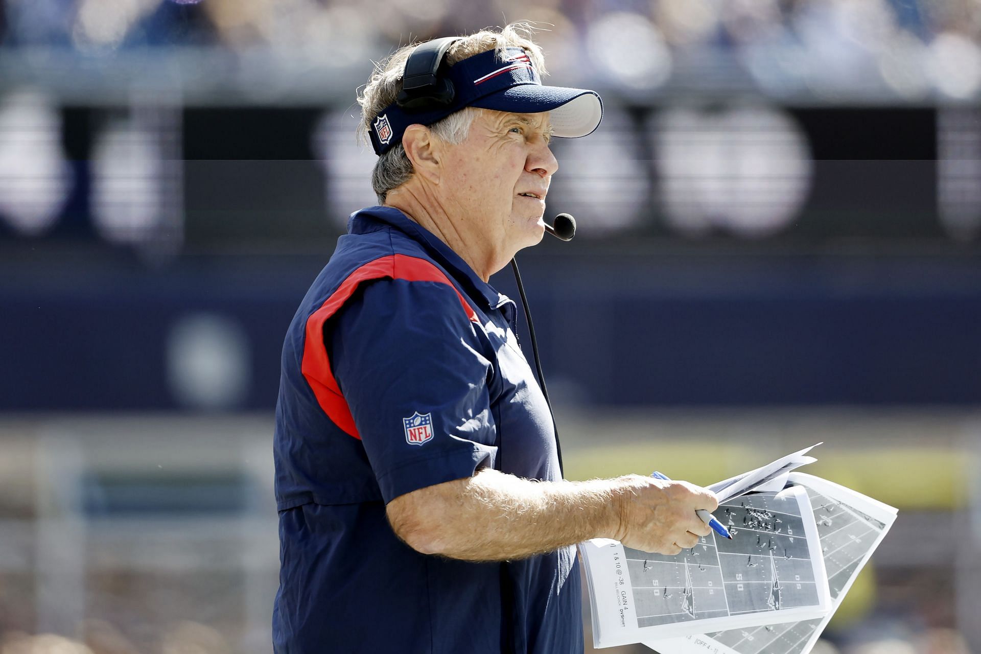 Bill Belichick during New Orleans Saints vs. New England Patriots.