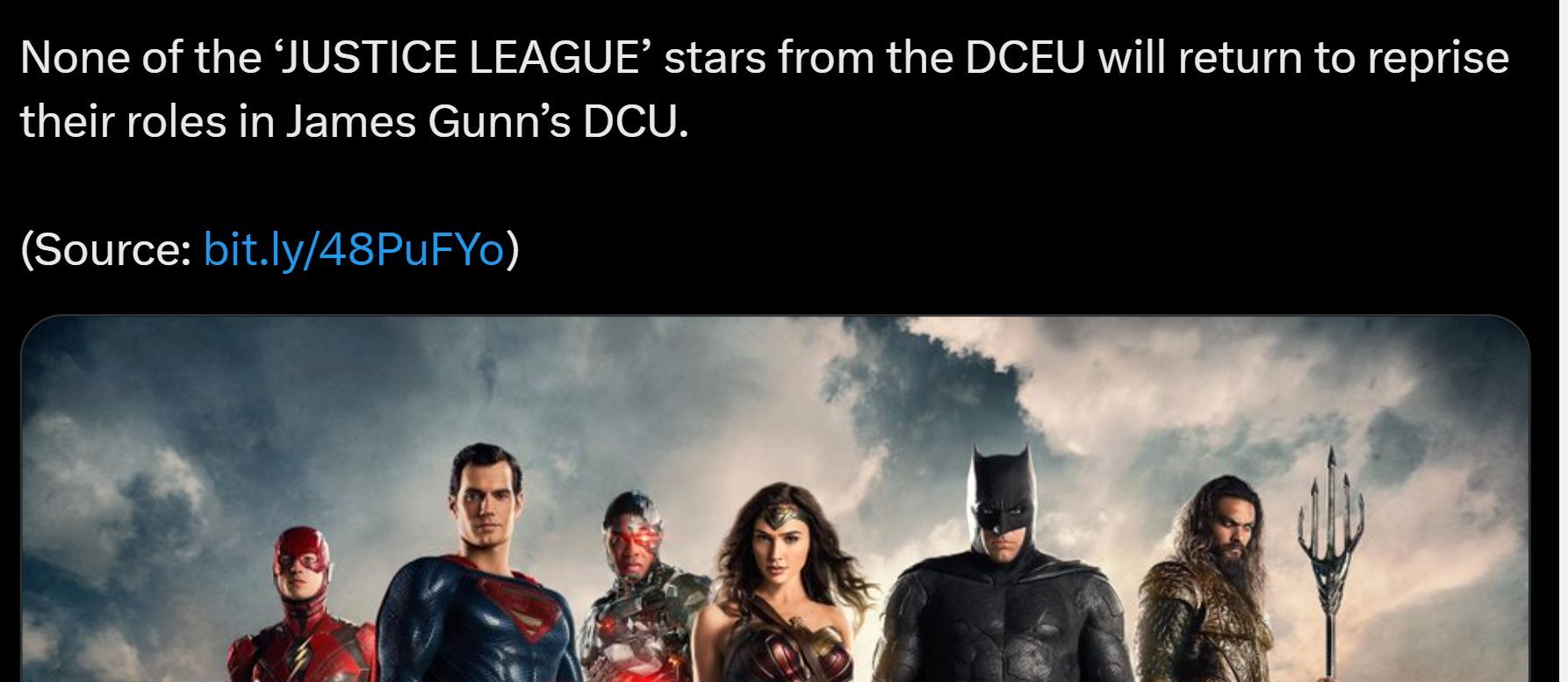 DF&#039;s post about Justice League (Image via X)