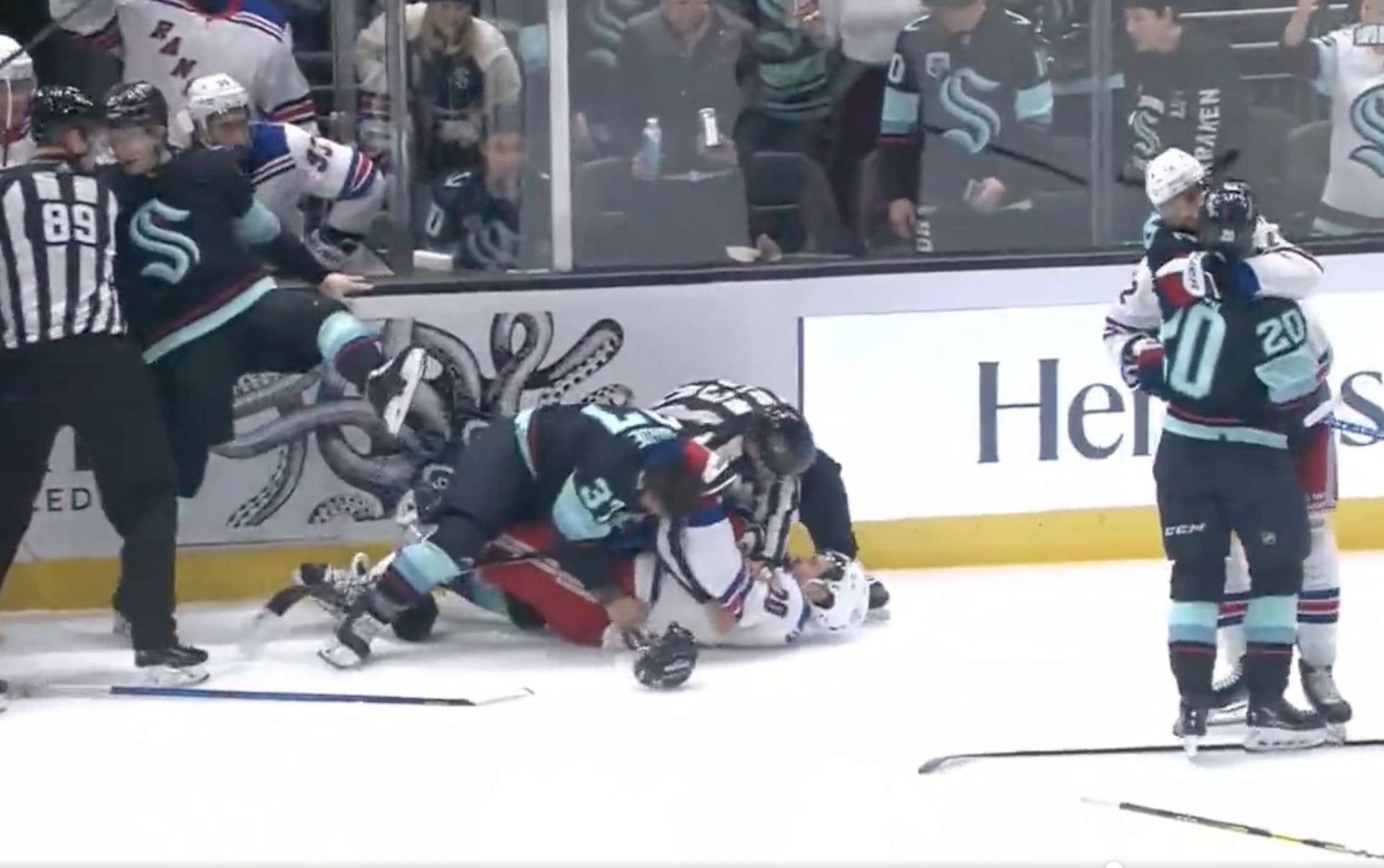 VIDEO: Yanni Gourde chirps with multiple Rangers after big hit on Wheeler