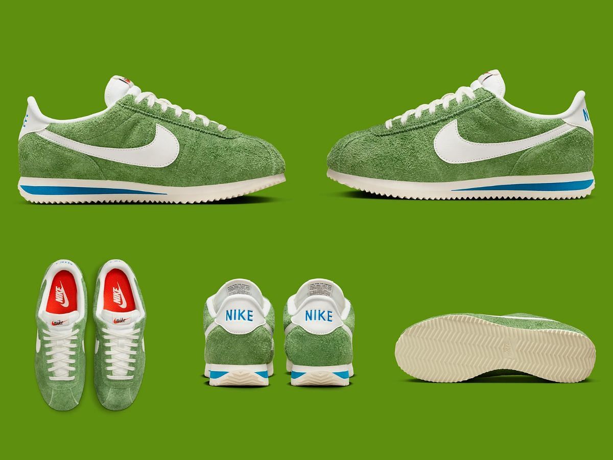 Nike cortez green clearance suede