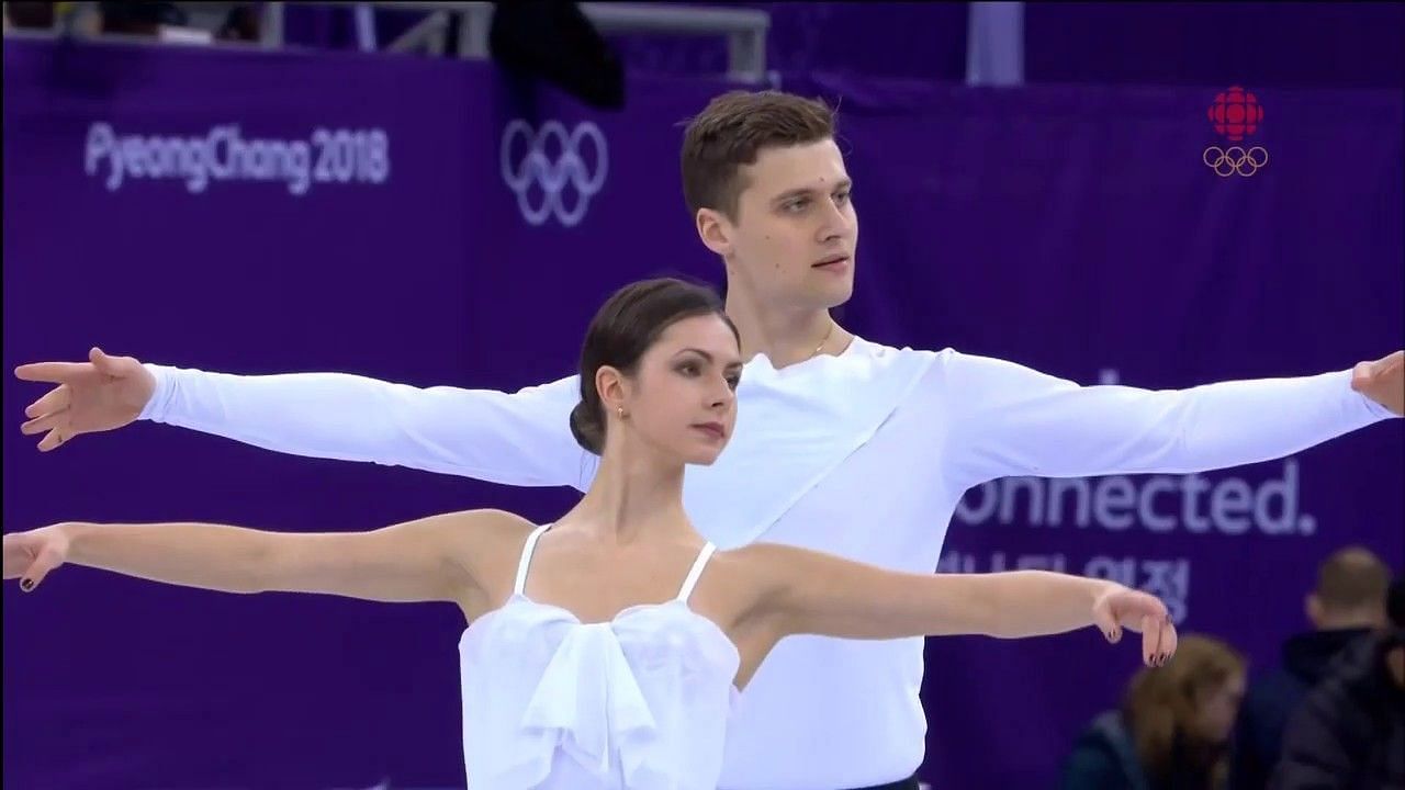 Natalia Zabiiako and her former partner Alexander Enbert pictured at a competitive pair skating event