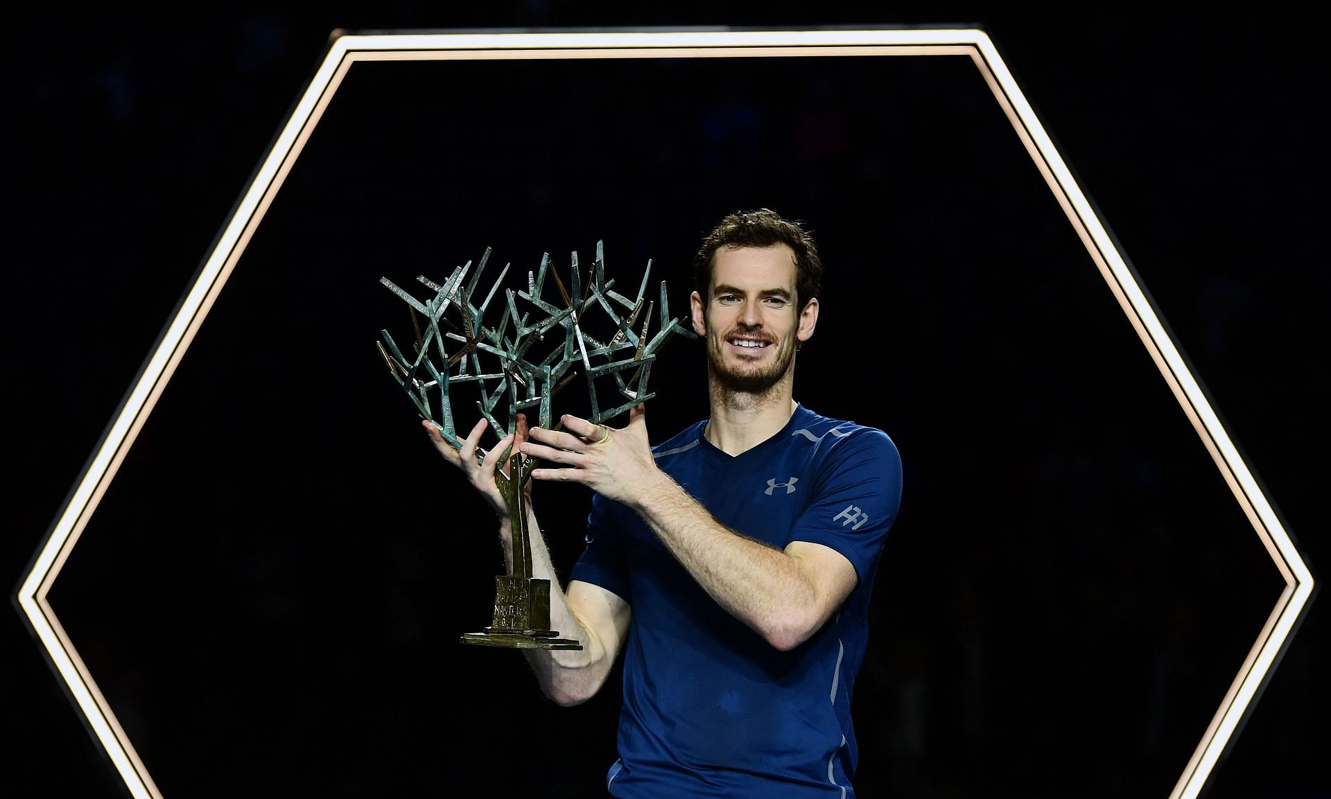 Andy Murray pictured with his 2016 Paris Masters trophy