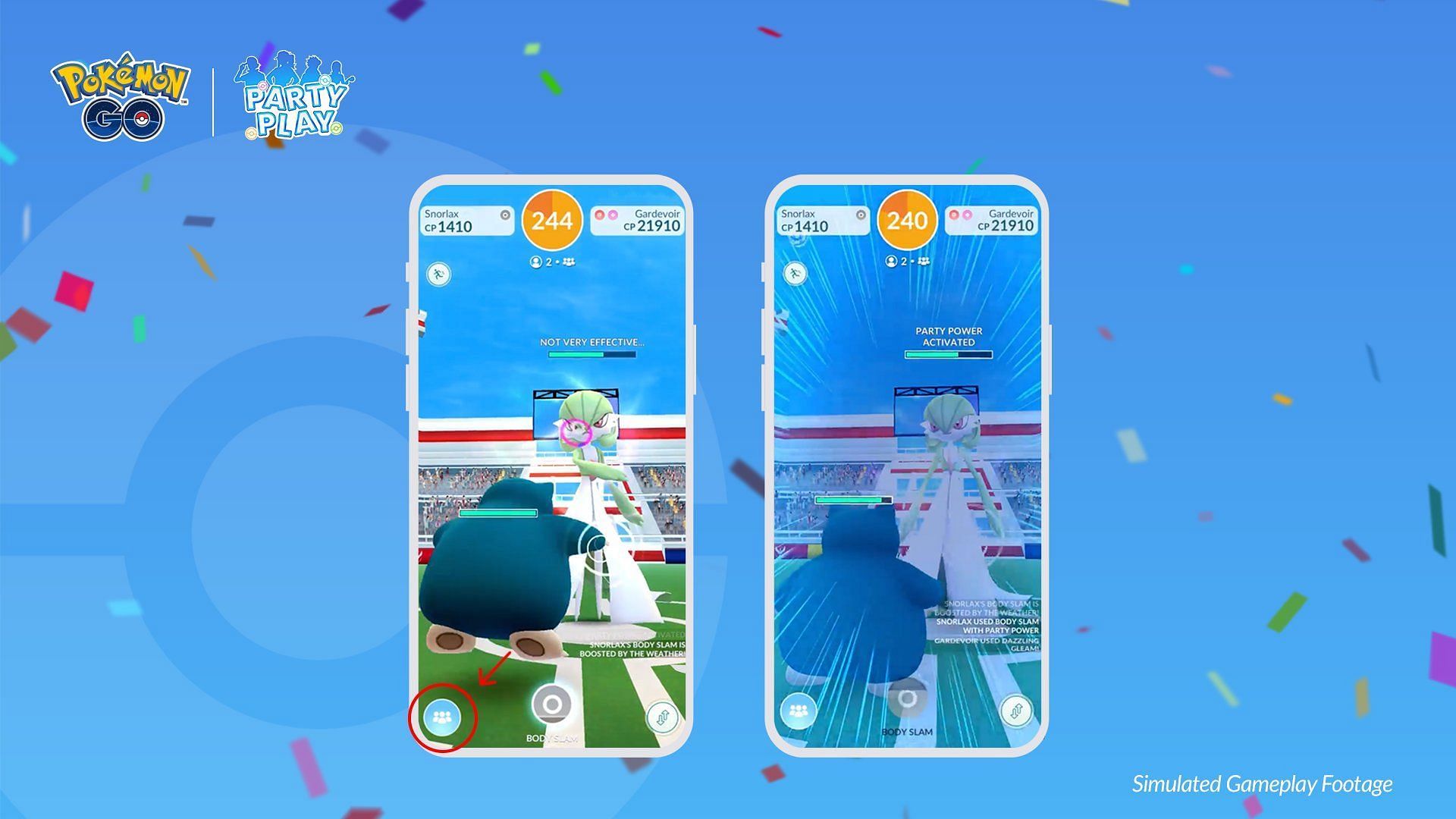 Simulated raids with Party Play (Image via Niantic)