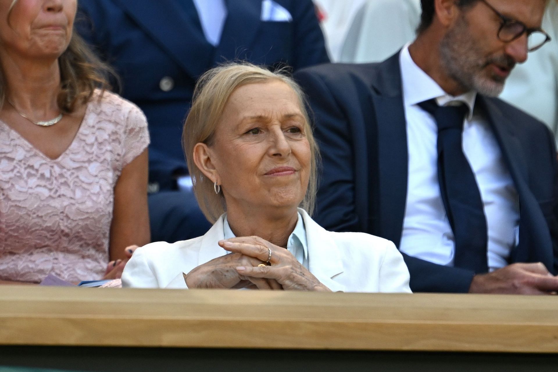 Martina Navratilova watches a match: Wimbledon 2023