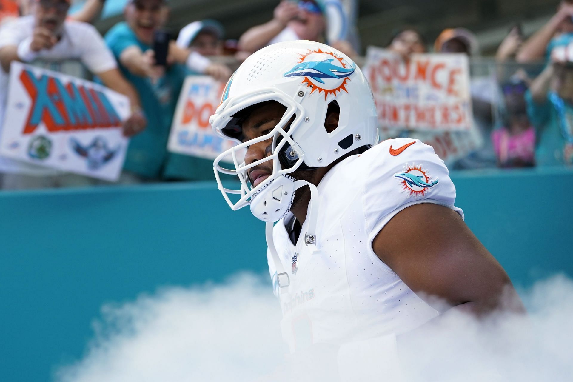 Tua Tagovailoa during Carolina Panthers v Miami Dolphins