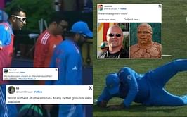 "Looks pathetic"- Fans react after witnessing a poor outfield in Dharamshala during India vs New Zealand 2023 World Cup clash