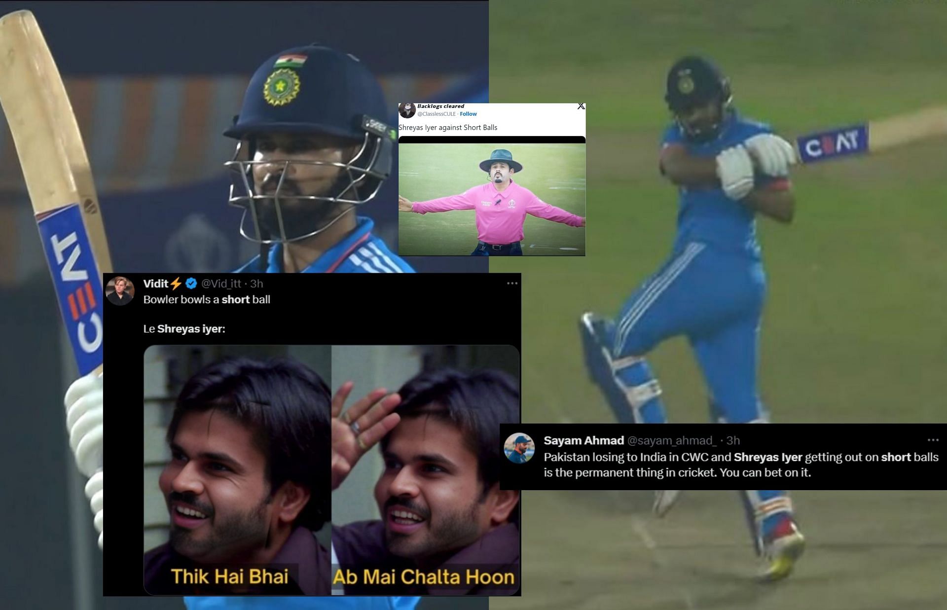 Fans react after Shreyas Iyer gets out on a short ball yet again. 