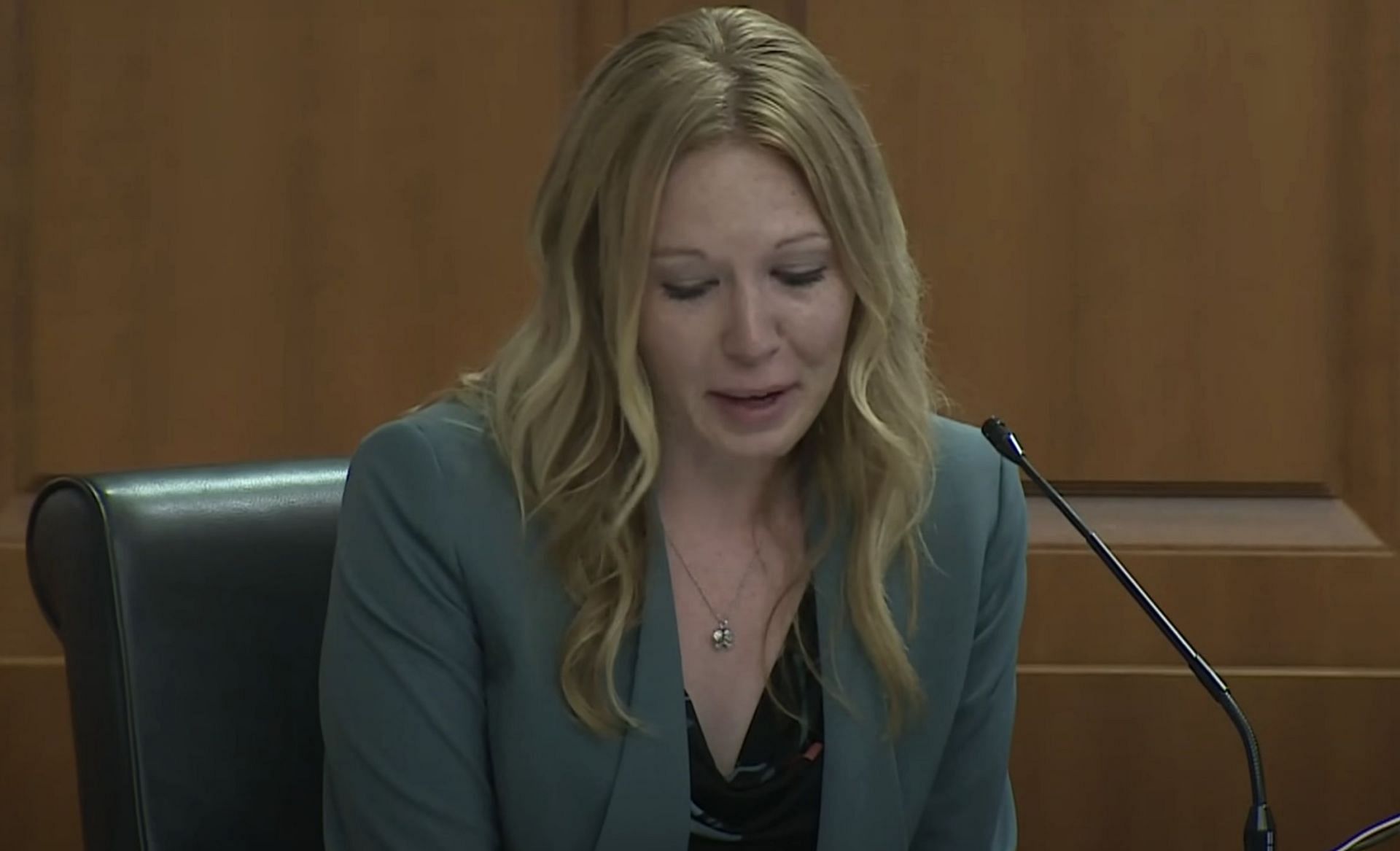 Meghan Verikas reading her victim impact statement (Image via YouTube/@KPRC 2 Click2Houston)