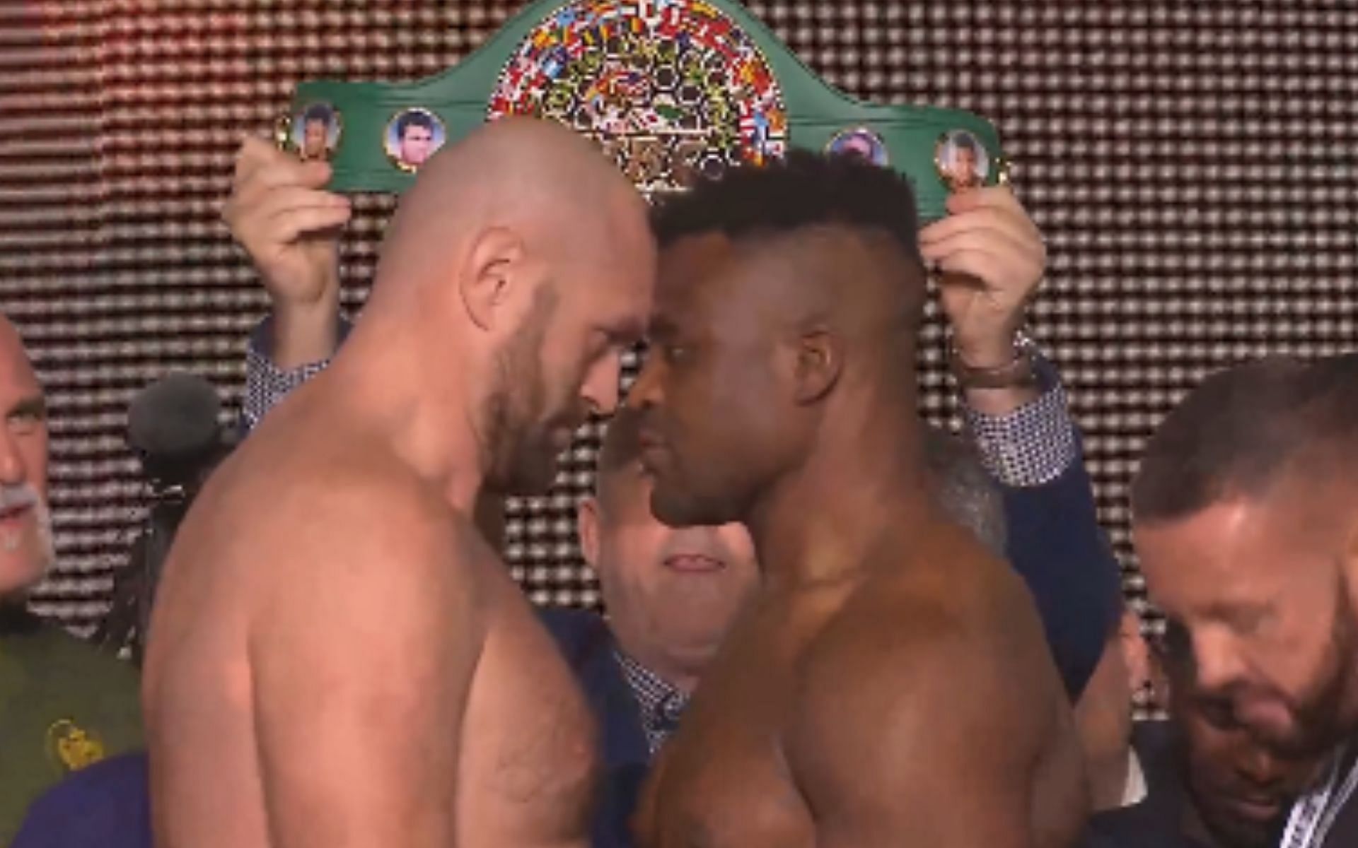 Tyson Fury and Francis Ngannou faceoff [Photo credit: @Queensberry - X]