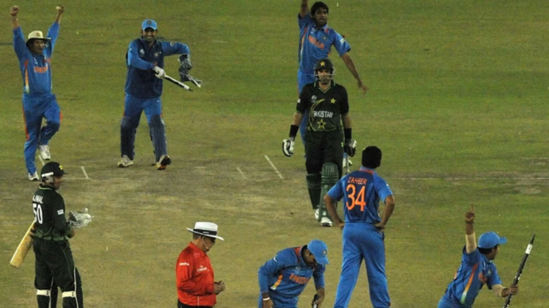 India celebrate their victory against Pakistan in the semi final of the 2011 World Cup (Pic: AFP) 