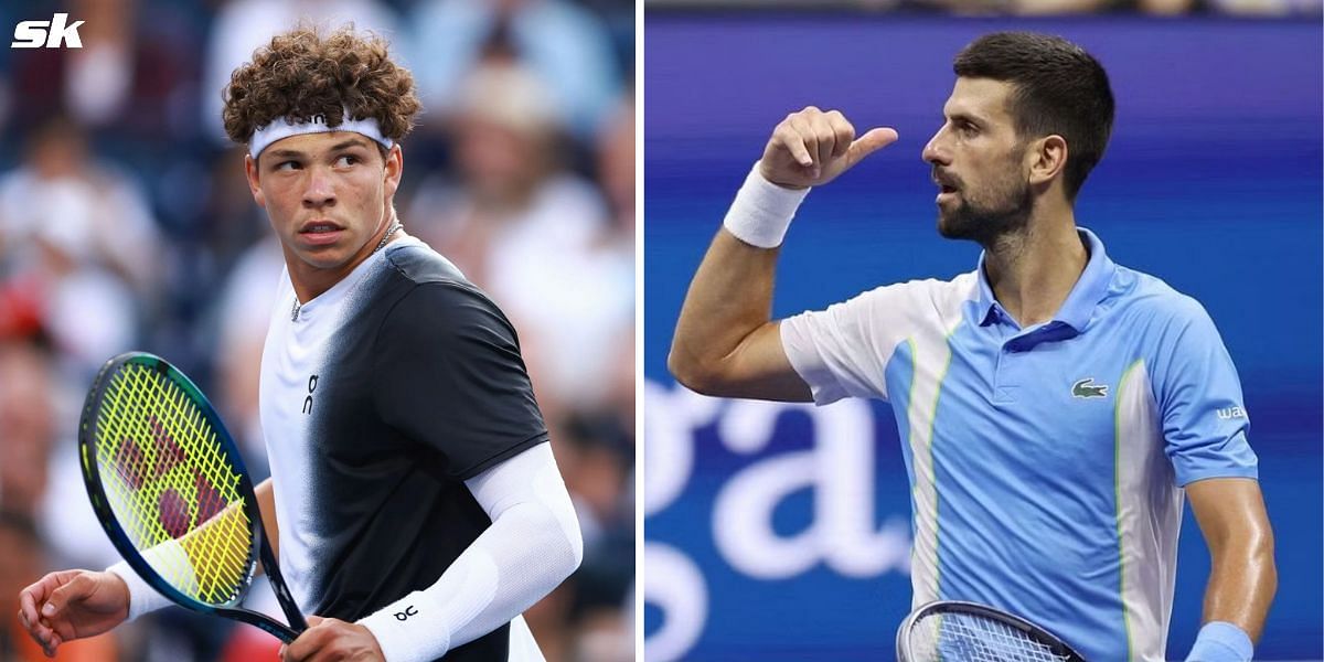 Ben Shelton (L) and Novak Djokovic (R)