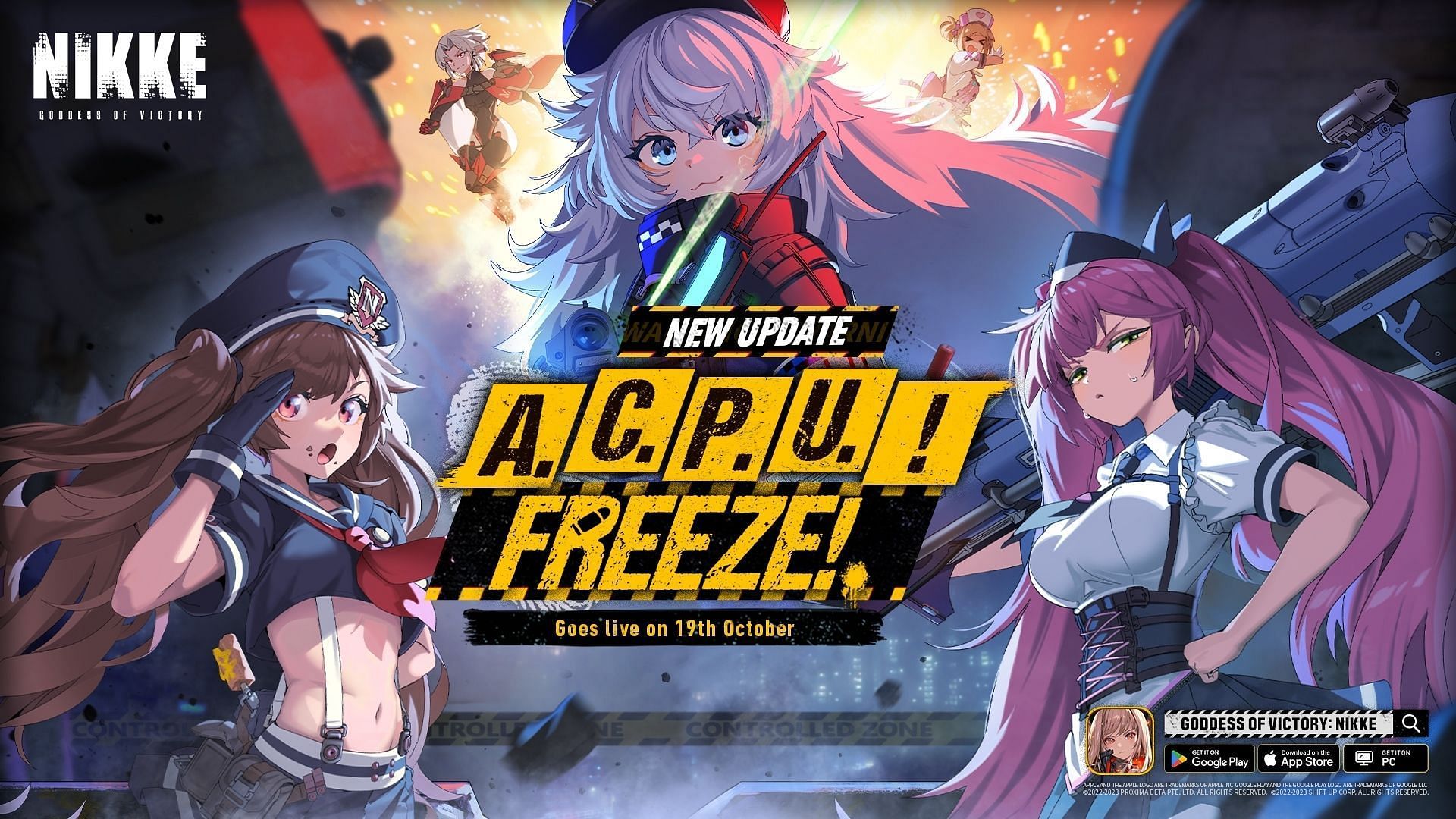 A.C.P.U.! Freeze! Story Event starts on October 19 and ends on November 1, 2023. (Image via Shift Up)