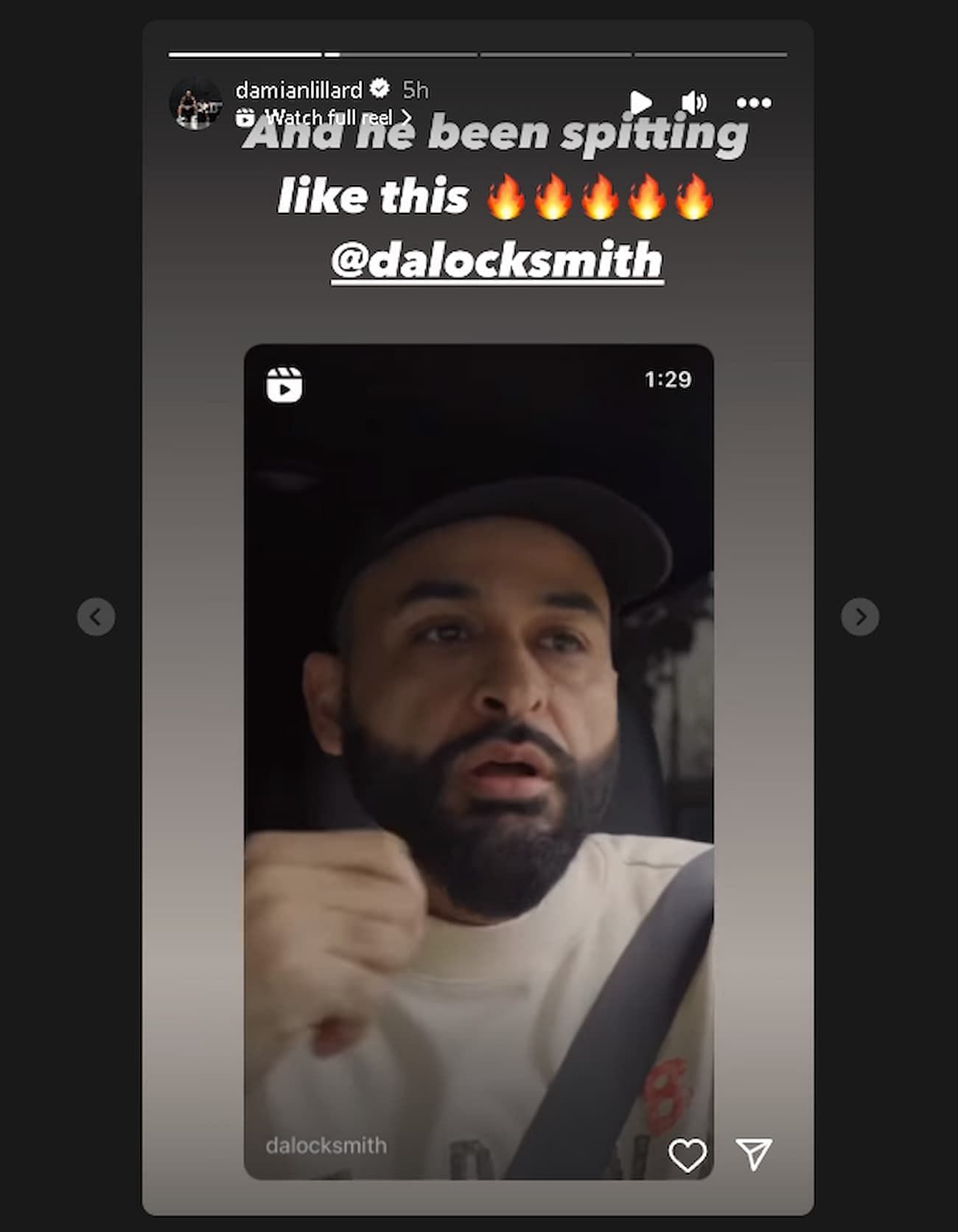 Damian Lillard posted this reel of Locksmith rapping Hypocrites to his IG stories